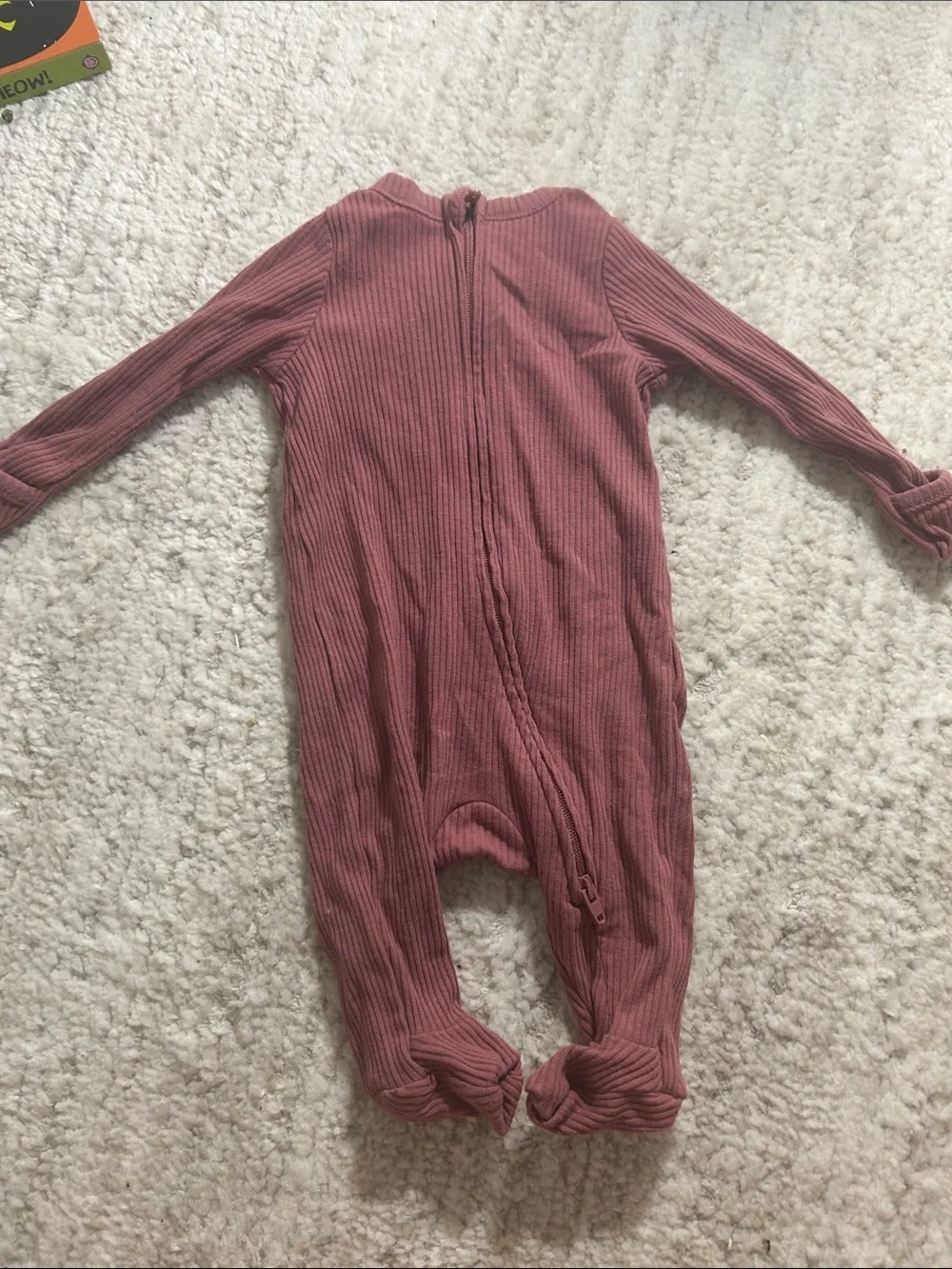 Kids Ribbed Footed Zipper One-Piece - Dusty Rose